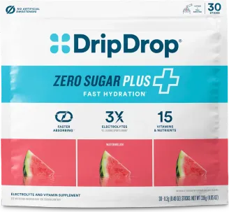 DripDrop Zero Sugar Plus Electrolyte Powder packaging